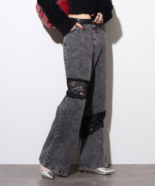 .WORKS(ドットワークス)の「.works レース切替デニムフレアーパンツ(デニムパンツ・レディース・ダークグレー/ブルー/ライトブルー・61/64)」の5枚目の写真