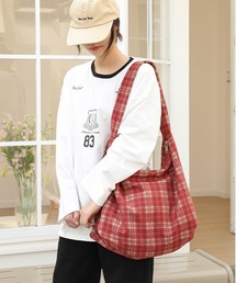 ショルダーバッグ（レッド/赤色系・チェック柄）ファッション通販