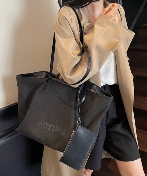 meJane（ミージェーン）の「ポーチ付き ロゴキャンバストートバック（トートバッグ・レディース・アッシュブラウン/ブラック・FREE）」の4枚目の写真