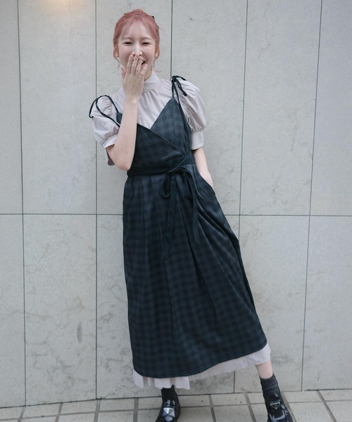 双松桃子さんコラボ ] ショルダーリボンカシュクールエプロン