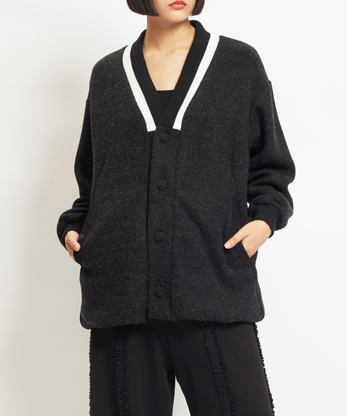 gomme(ゴム)の「モッサジャージ バルーンカーディガン(カーディガン/ボレロ・レディース・チャコールグレー/ブラック・MEDIUM)」の1枚目の写真