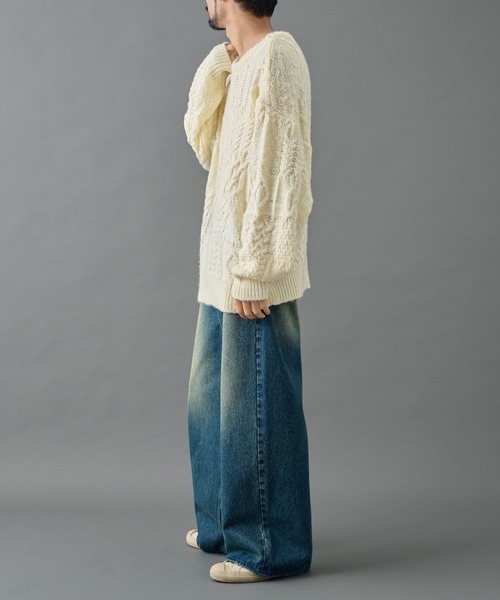 COLONY 2139（コロニートゥーワンスリーナイン）の「パネルケーブル柄ニットプルオーバー（ニット/セーター・メンズ・ホワイト/ブラック・MEDIUM/LARGE）」の12枚目の写真