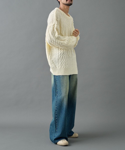 COLONY 2139（コロニートゥーワンスリーナイン）の「パネルケーブル柄ニットプルオーバー（ニット/セーター・メンズ・ホワイト/ブラック・MEDIUM/LARGE）」の14枚目の写真