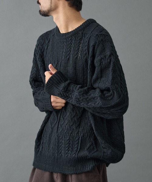 COLONY 2139（コロニートゥーワンスリーナイン）の「パネルケーブル柄ニットプルオーバー（ニット/セーター・メンズ・ホワイト/ブラック・MEDIUM/LARGE）」の8枚目の写真