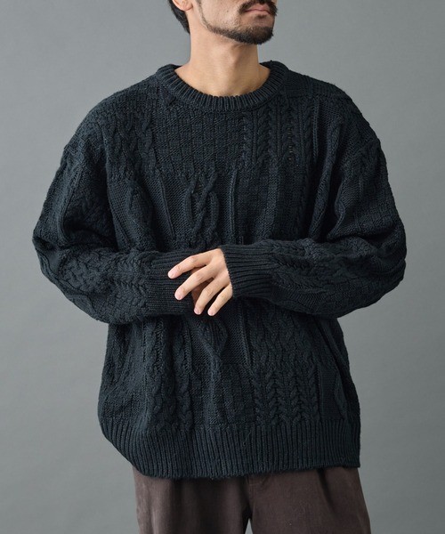 COLONY 2139（コロニートゥーワンスリーナイン）の「パネルケーブル柄ニットプルオーバー（ニット/セーター・メンズ・ホワイト/ブラック・MEDIUM/LARGE）」の7枚目の写真