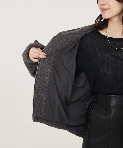 abahouse mavie(アバハウスマヴィ)の「ブークレーフーディジャケット(ブルゾン・レディース・チャコールグレー/ベージュ・フリー)」の22枚目の写真