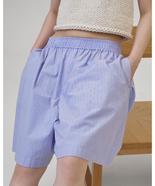 【新品】TODAYFUL Easy Stripe Half Pants ブルー TODAYFUL（トゥデイフル）の「Easy Stripe Halfpants（その他パンツ