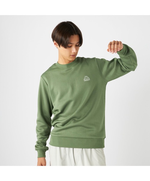 Kappa(カッパ)の「Kappa カッパ 軽量 裏起毛 クルーネック スウェット トレーナー(スウェット・メンズ・杢グレー/ネイビー/グリーン・M/L/LL)」の1枚目の写真