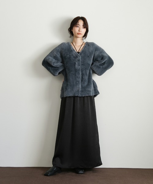 select MOCA Et(セレクトモカエト)の「【Et】Shaggy V-Neck Volume Cardigan(カーディガン/ボレロ・レディース・ベージュ/チャコール・FREE)」の14枚目の写真
