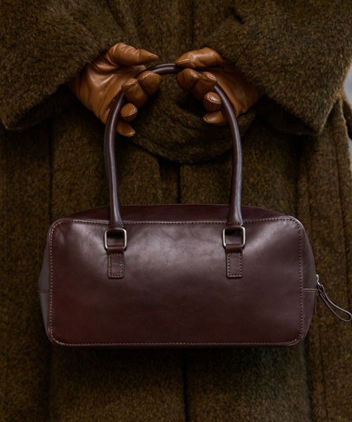 Square Utility Leather Bag / スクエアレザーハンドバッグ