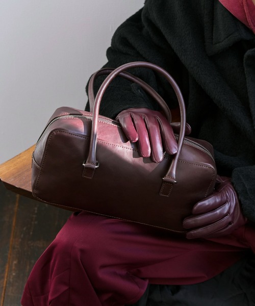 Square Utility Leather Bag / スクエアレザーハンドバッグ