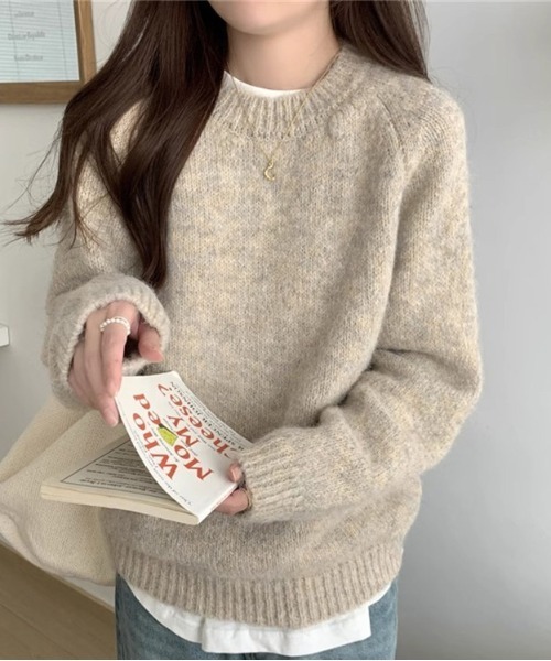 shyam inspiration(シャムインスピレーション)の「カラバリ豊富!もちもちシンプルニットトップス(ニット/セーター・レディース・ベージュ/ホワイト/レッド/グレー/ブラック・F)」の21枚目の写真