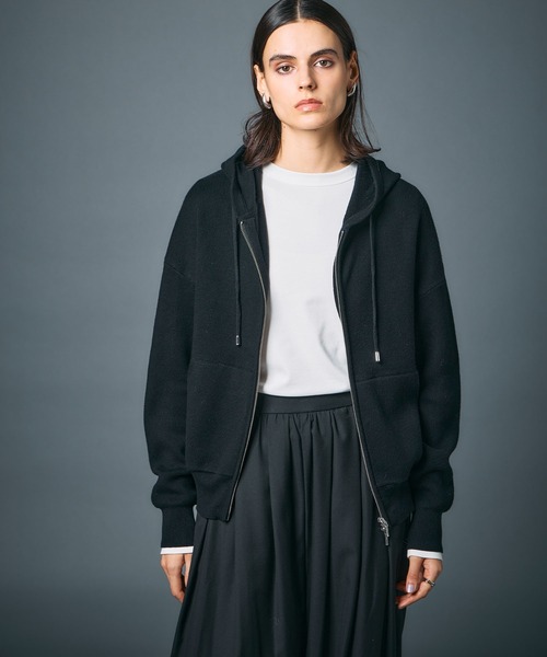 セール】コットンカシミヤニットジップフーディー（パーカー