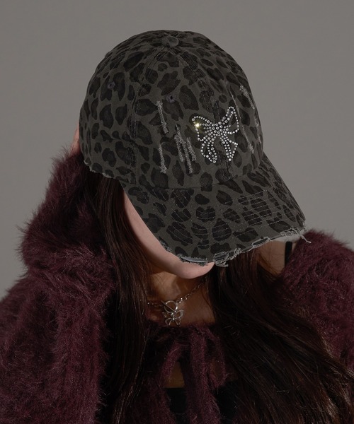 apres jour mignon（アプレジュールミニョン）の「【apresjour mignon×ARIAZ】レオパード柄リボンストーンキャップ（キャップ・レディース・ブラウン系その他/ブラック系その他・ONESIZE）」の2枚目の写真