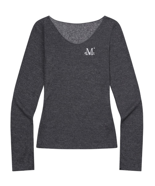 MUCENT(ムセント)の「A'GEM/9 × .kom 『MUCENT/ムーセント』 LUEUR SEE THROUGH V NECK KNIT/シースルーVネックニット(ニット/セーター・レディース・ホワイト/チャコールグレー/ブラック・FREE)」の2枚目の写真
