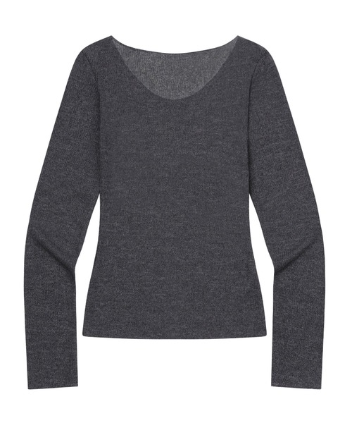 MUCENT(ムセント)の「A'GEM/9 × .kom 『MUCENT/ムーセント』 LUEUR SEE THROUGH V NECK KNIT/シースルーVネックニット(ニット/セーター・レディース・ホワイト/チャコールグレー/ブラック・FREE)」の7枚目の写真