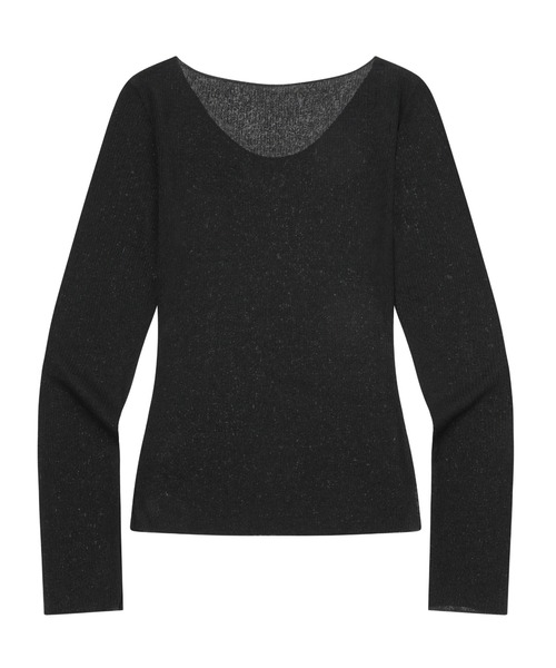 MUCENT(ムセント)の「A'GEM/9 × .kom 『MUCENT/ムーセント』 LUEUR SEE THROUGH V NECK KNIT/シースルーVネックニット(ニット/セーター・レディース・ホワイト/チャコールグレー/ブラック・FREE)」の4枚目の写真