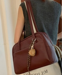 WEGO（ウィゴー）の「[A4サイズ]WEGO/ワンハンドルフェイクレザーミディボストンバッグ（ボストンバッグ）」