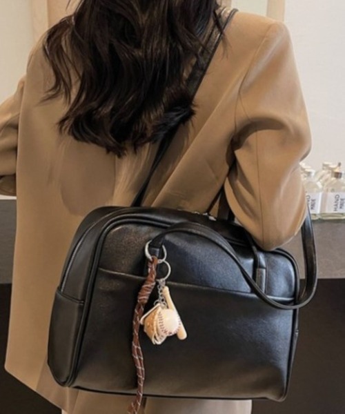 セール】WEGO/ワンハンドルフェイクレザーミディボストンバッグ