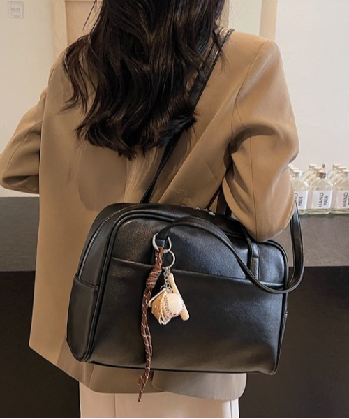 セール】WEGO/ワンハンドルフェイクレザーミディボストンバッグ