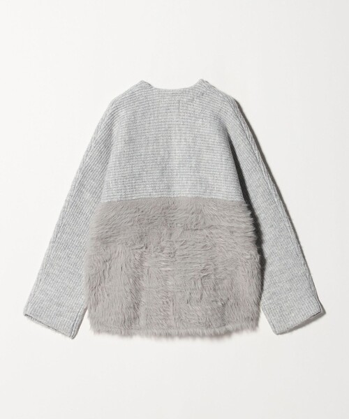 A DAY IN THE LIFE UNITED ARROWS（アデイインザライフユナイテッドアローズ）の「ガーター×フェザー ジップカーディガン ＜A DAY IN THE LIFE＞（カーディガン/ボレロ・レディース・オフホワイト/ブラック/ライトグレー・FREE）」の4枚目の写真