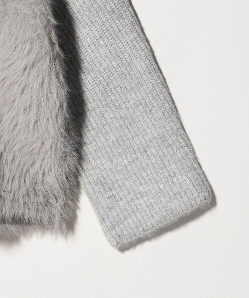 A DAY IN THE LIFE UNITED ARROWS（アデイインザライフユナイテッドアローズ）の「ガーター×フェザー ジップカーディガン ＜A DAY IN THE LIFE＞（カーディガン/ボレロ・レディース・オフホワイト/ブラック/ライトグレー・FREE）」の6枚目の写真