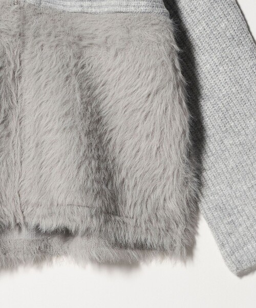 A DAY IN THE LIFE UNITED ARROWS（アデイインザライフユナイテッドアローズ）の「ガーター×フェザー ジップカーディガン ＜A DAY IN THE LIFE＞（カーディガン/ボレロ・レディース・オフホワイト/ブラック/ライトグレー・FREE）」の7枚目の写真