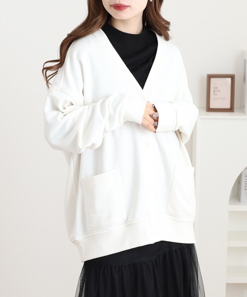 セール】裏毛Vネックカーディガン長袖（カーディガン/ボレロ）｜OMNES