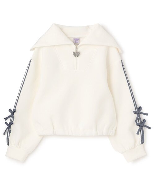 ANNA SUI mini（アナスイ・ミニ）の「【人気商品再入荷】【直営店で取り扱い無し】短丈ジップアップセーラートレーナー（スウェット・キッズ・オフホワイト/ブルー・140cm/130cm/150cm/120cm）」の2枚目の写真