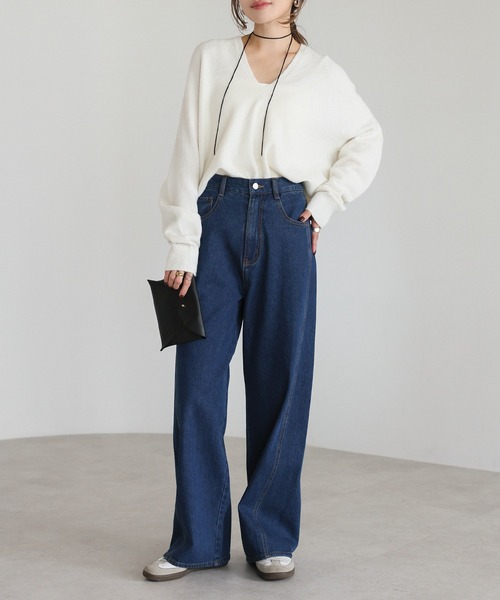 Bonjour Sagan（ボンジュールサガン）の「プレート付ドレープニット（ニット/セーター・レディース・モカ/ブラック/アイボリー・FREE）」の4枚目の写真