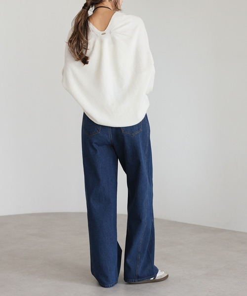 Bonjour Sagan（ボンジュールサガン）の「プレート付ドレープニット（ニット/セーター・レディース・モカ/ブラック/アイボリー・FREE）」の8枚目の写真