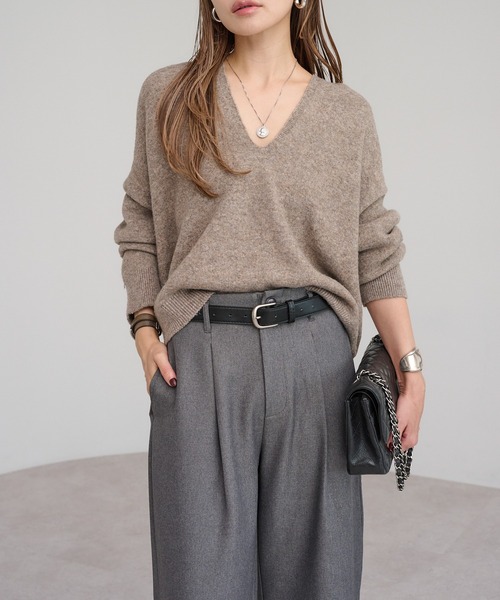 Bonjour Sagan（ボンジュールサガン）の「プレート付ドレープニット（ニット/セーター・レディース・モカ/ブラック/アイボリー・FREE）」の16枚目の写真