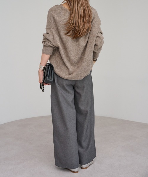 Bonjour Sagan（ボンジュールサガン）の「プレート付ドレープニット（ニット/セーター・レディース・モカ/ブラック/アイボリー・FREE）」の19枚目の写真