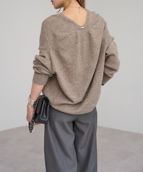 Bonjour Sagan（ボンジュールサガン）の「プレート付ドレープニット（ニット/セーター・レディース・モカ/ブラック/アイボリー・FREE）」の20枚目の写真