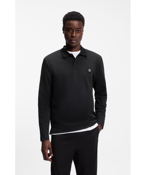 HUGO(ヒューゴ)の「コットンブレンド ポロシャツ スタックロゴ(ポロシャツ・メンズ・ブラック・M/XS/XL/XXL/S/L)」の1枚目の写真