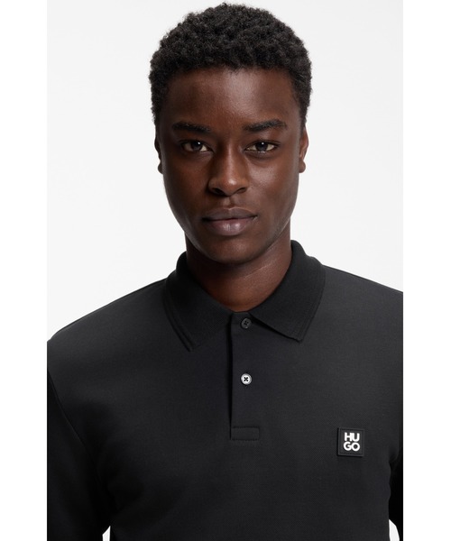 コットンブレンド ポロシャツ スタックロゴ（ポロシャツ）｜HUGO