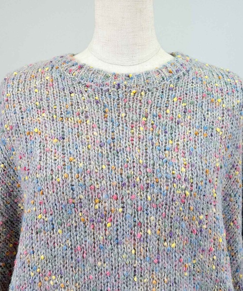 PICCIN（ピッチン）の「ポンポンヤーンボリュームニット（ニット/セーター・レディース・ブルー/ライトグレー・M）」の17枚目の写真