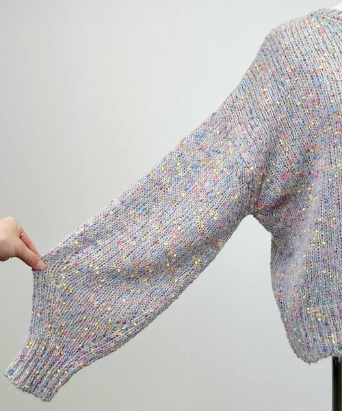 PICCIN（ピッチン）の「ポンポンヤーンボリュームニット（ニット/セーター・レディース・ブルー/ライトグレー・M）」の19枚目の写真