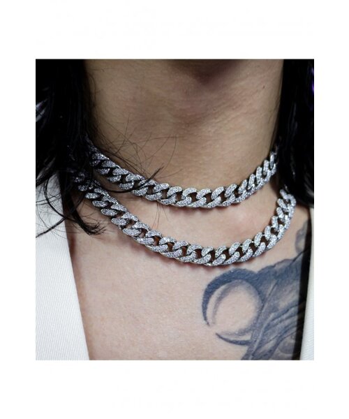 BLACKPURPLE（ブラックパープル）の「[BLACKLABEL] BPアイスボルドキューバンチェーンチョーカーネックレス _ 10mm（ネックレス・メンズ・シルバー・39cm/42cm）」の4枚目の写真