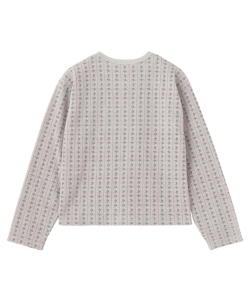 MILKFED.(ミルクフェド)の「STRIPED FLOWER WAFFLE CARDIGAN(カーディガン/ボレロ・レディース・アッシュ/オフホワイト・ONE SIZE)」の8枚目の写真