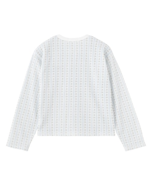 MILKFED.(ミルクフェド)の「STRIPED FLOWER WAFFLE CARDIGAN(カーディガン/ボレロ・レディース・アッシュ/オフホワイト・ONE SIZE)」の10枚目の写真