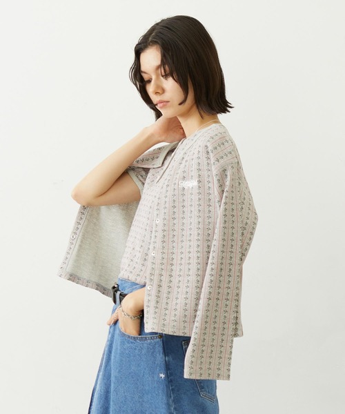 MILKFED.(ミルクフェド)の「STRIPED FLOWER WAFFLE CARDIGAN(カーディガン/ボレロ・レディース・アッシュ/オフホワイト・ONE SIZE)」の20枚目の写真