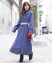 レディースのダッフルコート（ブルー・ネイビー/青色系）ファッション