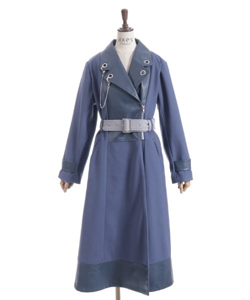 axes femme（アクシーズファム）の「チェーン付異素材切替コート（ダッフルコート・レディース・チャコール/ブルー/ブラック・FREE）」の21枚目の写真