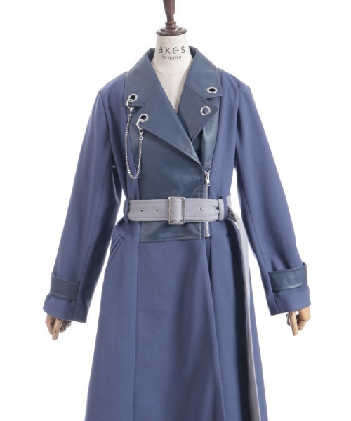 axes femme（アクシーズファム）の「チェーン付異素材切替コート（ダッフルコート・レディース・チャコール/ブルー/ブラック・FREE）」の18枚目の写真