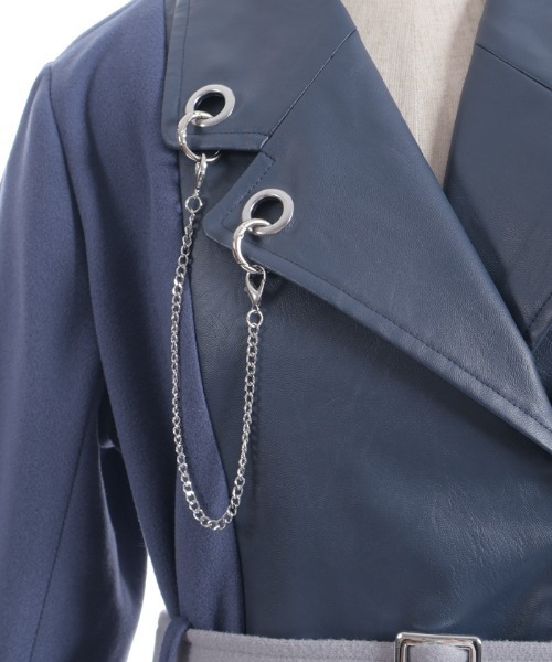 axes femme（アクシーズファム）の「チェーン付異素材切替コート（ダッフルコート・レディース・チャコール/ブルー/ブラック・FREE）」の16枚目の写真