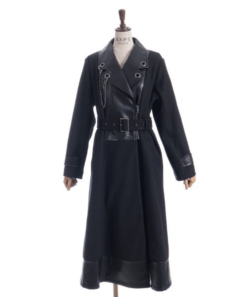 axes femme（アクシーズファム）の「チェーン付異素材切替コート（ダッフルコート・レディース・チャコール/ブルー/ブラック・FREE）」の12枚目の写真