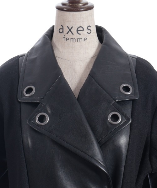 axes femme（アクシーズファム）の「チェーン付異素材切替コート（ダッフルコート・レディース・チャコール/ブルー/ブラック・FREE）」の7枚目の写真