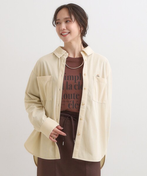 Cutie Blonde（キューティーブロンド）の「【旭山動物園応援商品】ワンポイント刺繍 コーデュロイシャツ（シャツ/ブラウス・レディース・アイボリー/ベージュ・01/03/04/02）」の3枚目の写真