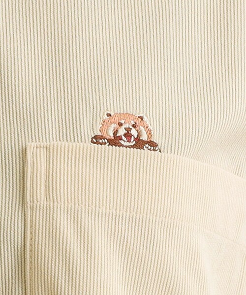 Cutie Blonde（キューティーブロンド）の「【旭山動物園応援商品】ワンポイント刺繍 コーデュロイシャツ（シャツ/ブラウス・レディース・アイボリー/ベージュ・01/03/04/02）」の6枚目の写真